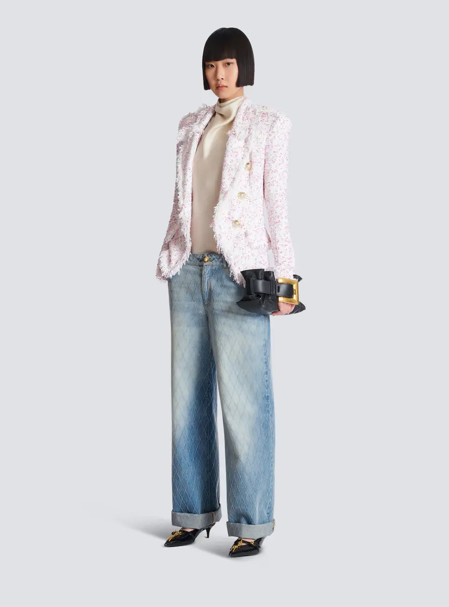Balmain 6 Buttons Fitted Polka Dot Tweed Jacket | Thumbnail 2