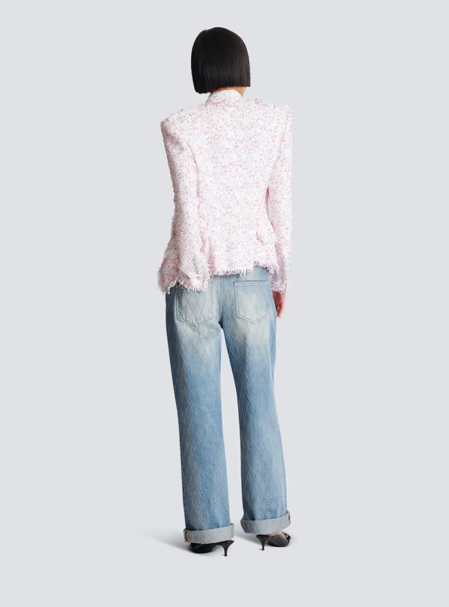 Balmain 6 Buttons Fitted Polka Dot Tweed Jacket | Thumbnail 4
