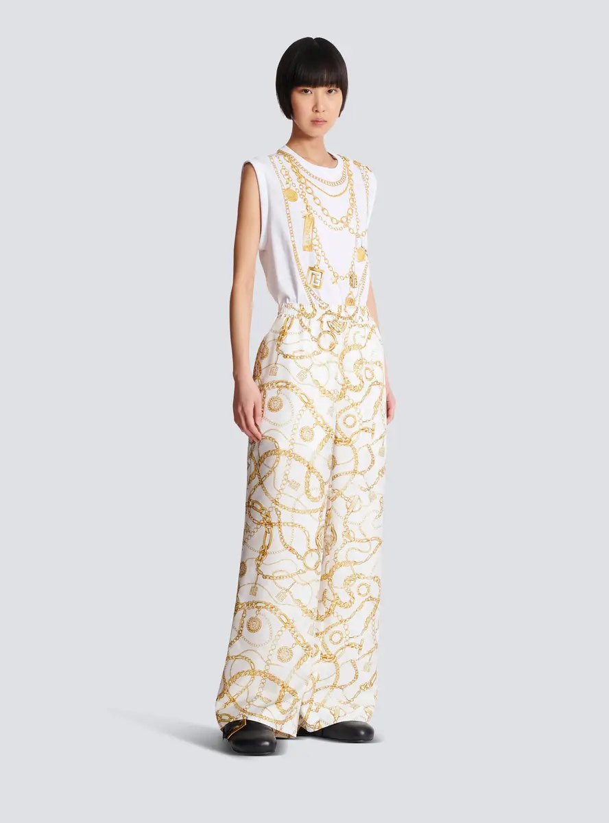 Balmain Flowing printed silk trousers with Chains pattern | Thumbnail 3 Balmain Flowing printed silk trousers with Chains pattern | Thumbnail 3