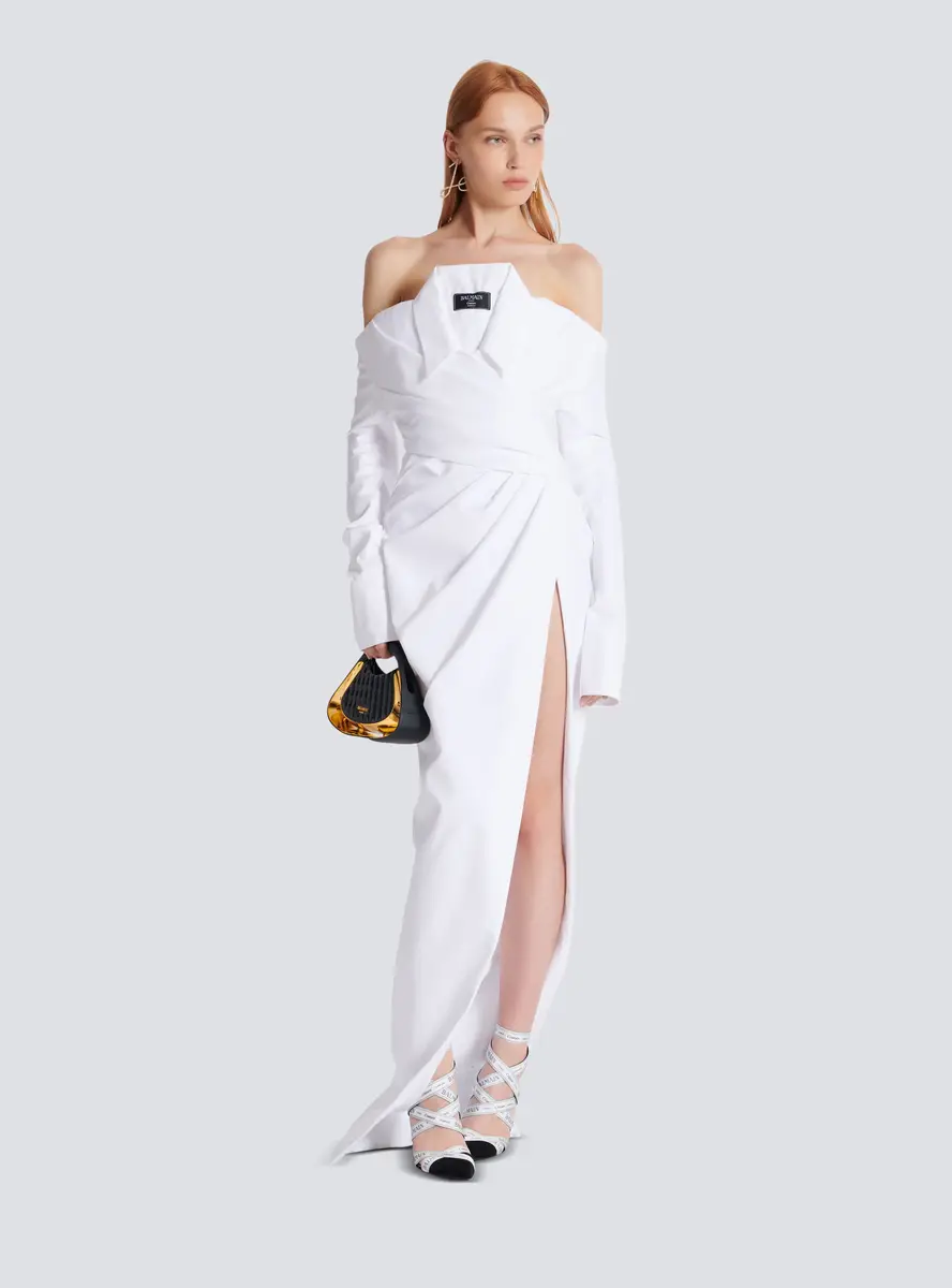 Balmain Long-sleeved poplin bustier dress | Thumbnail 2 Balmain Long-sleeved poplin bustier dress | Thumbnail 2