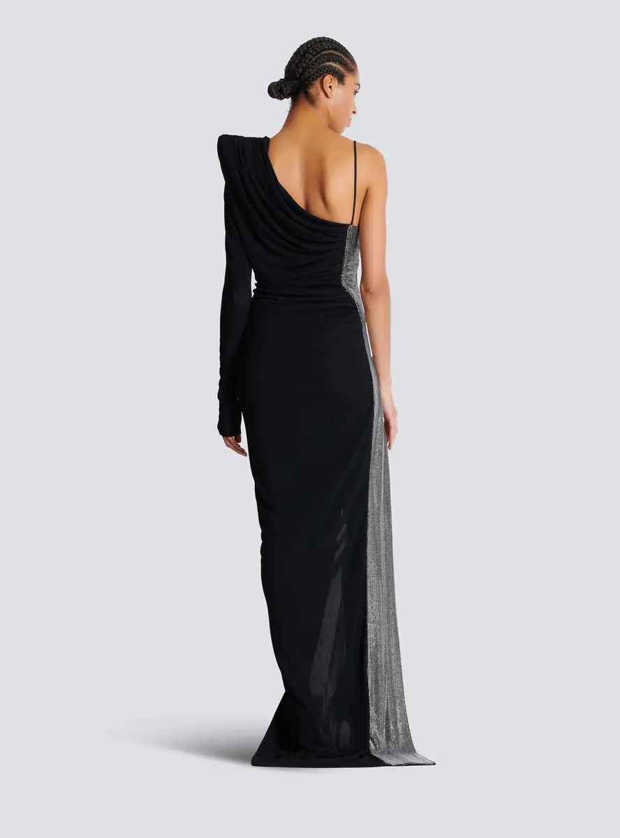 Balmain Draped asymmetrical two-material dress | Thumbnail 4 Balmain Draped asymmetrical two-material dress | Thumbnail 4