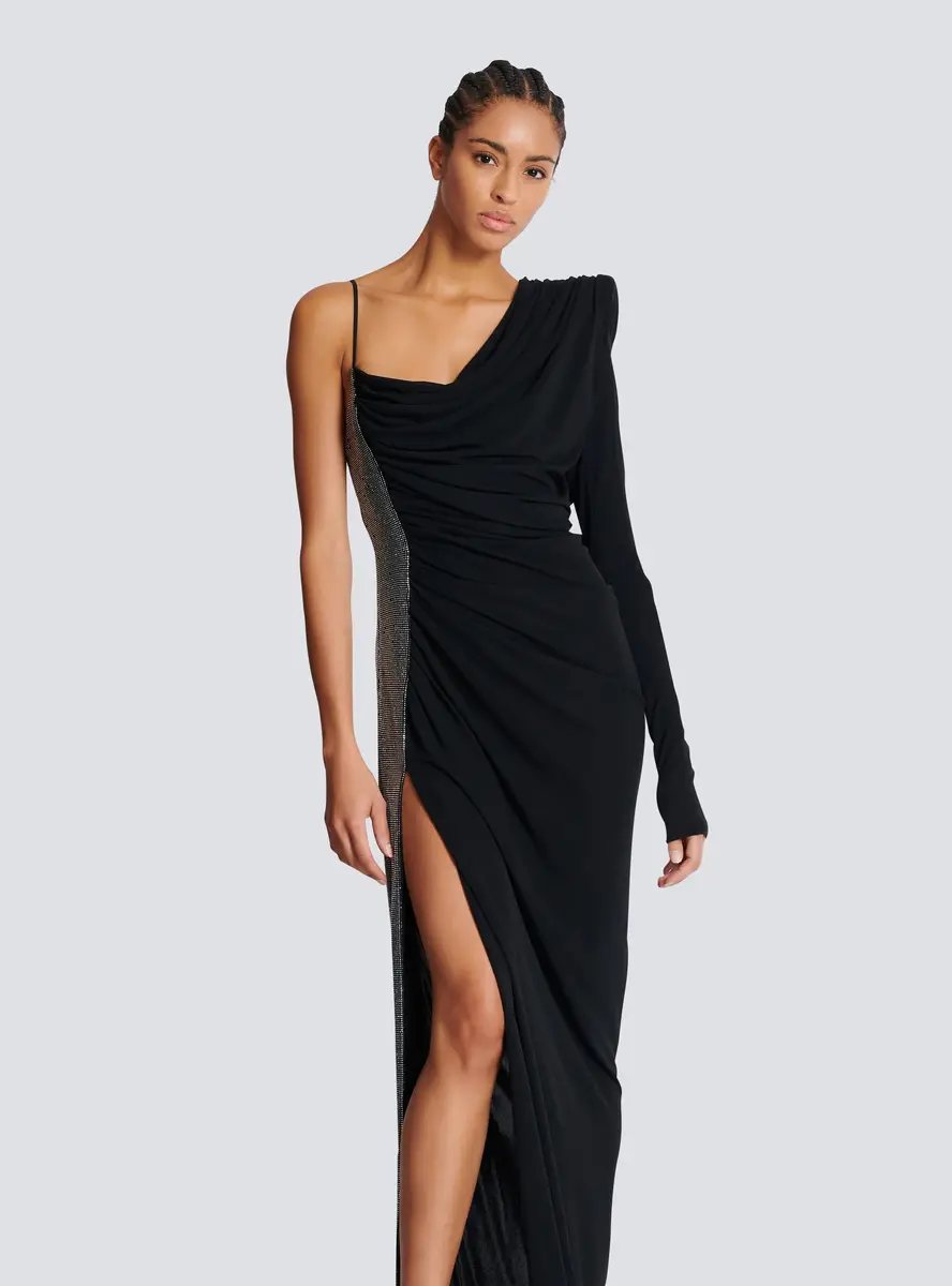 Balmain Draped asymmetrical two-material dress | Thumbnail 6 Balmain Draped asymmetrical two-material dress | Thumbnail 6