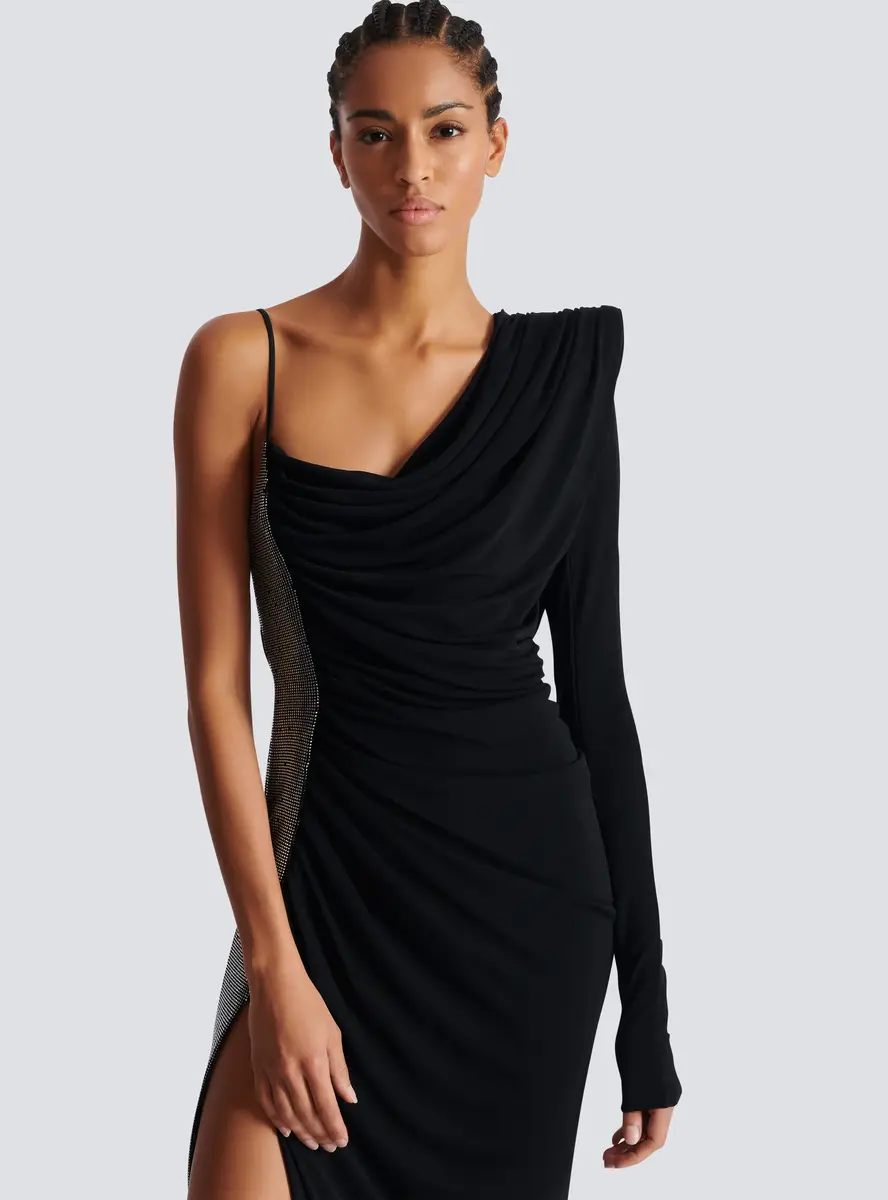 Balmain Draped asymmetrical two-material dress | Thumbnail 7 Balmain Draped asymmetrical two-material dress | Thumbnail 7