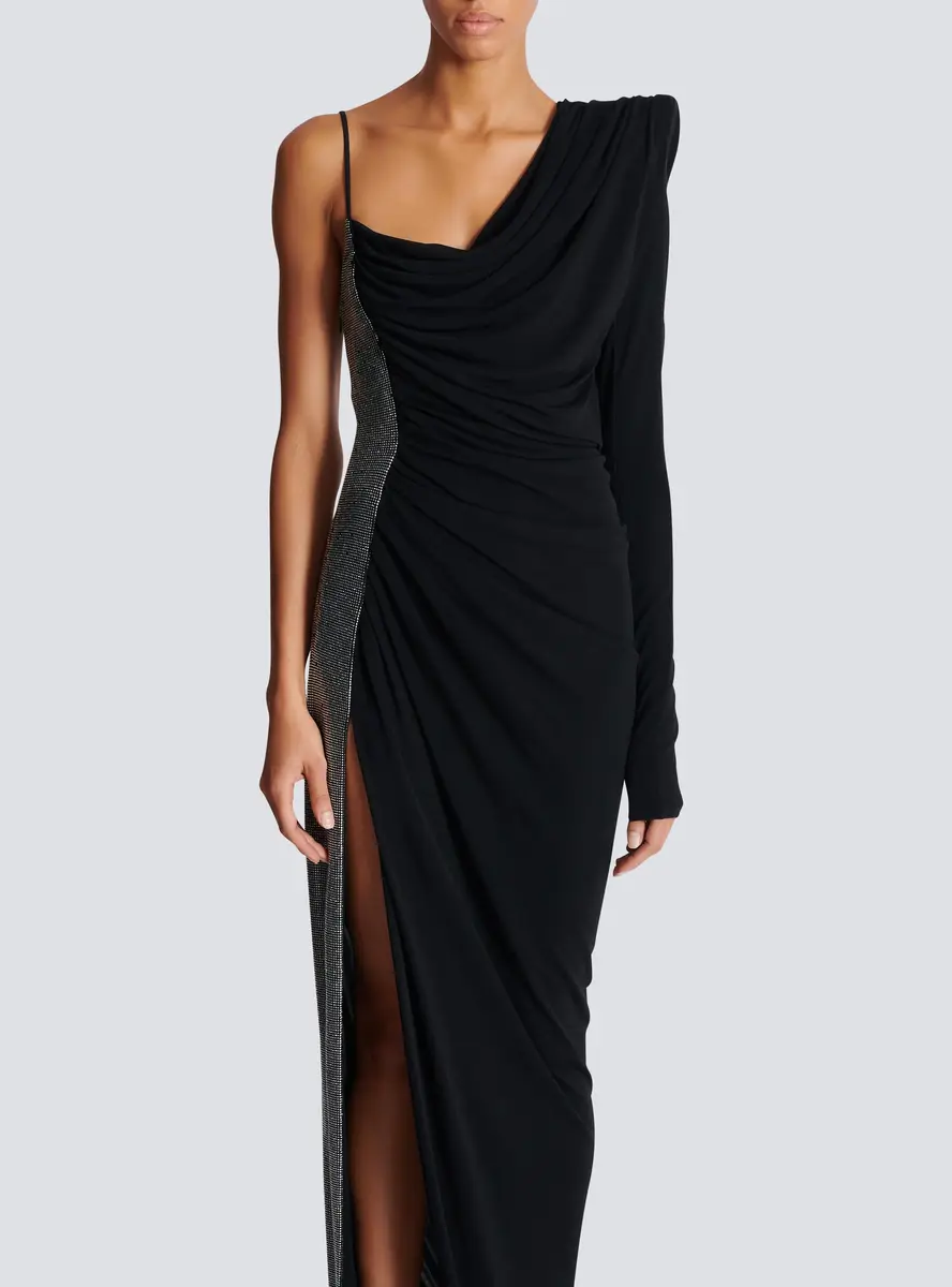 Balmain Draped asymmetrical two-material dress | Thumbnail 8 Balmain Draped asymmetrical two-material dress | Thumbnail 8