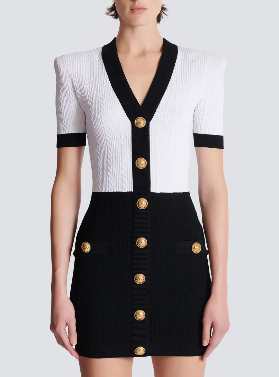 Balmain Two-tone cable-knit bodycon dress | Thumbnail 8 Balmain Two-tone cable-knit bodycon dress | Thumbnail 8