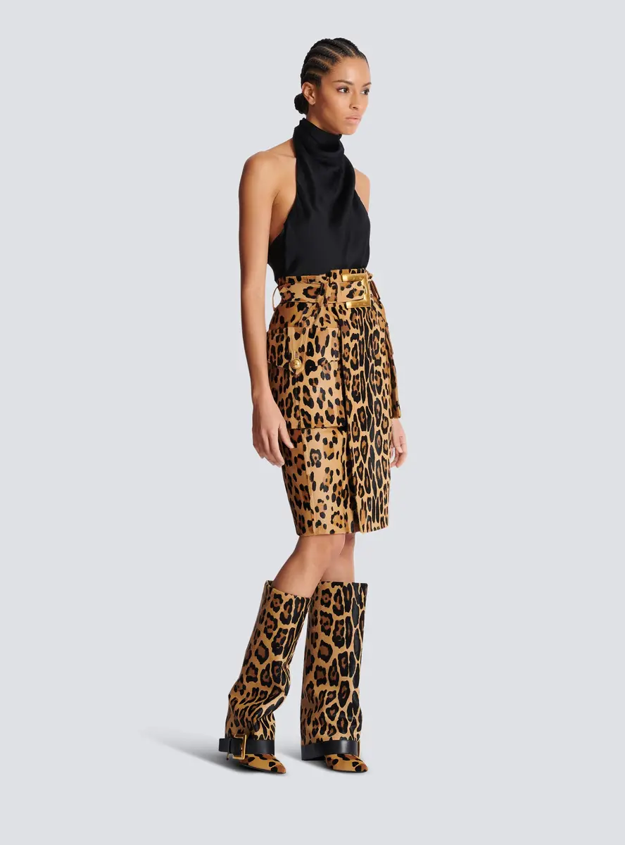 Balmain Ponyskin-style leather midi skirt with leopard pattern | Thumbnail 3 Balmain Ponyskin-style leather midi skirt with leopard pattern | Thumbnail 3