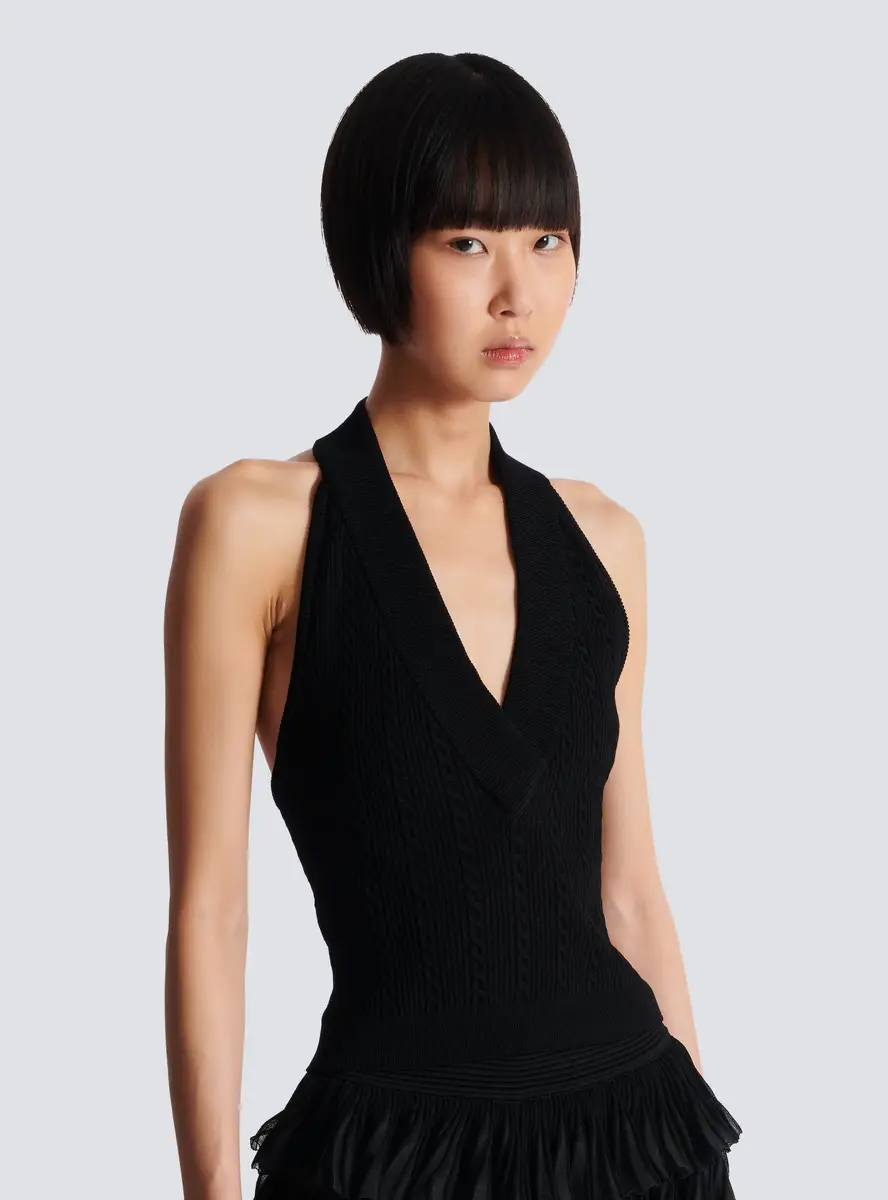 Balmain Cable-knit halterneck top | Thumbnail 7