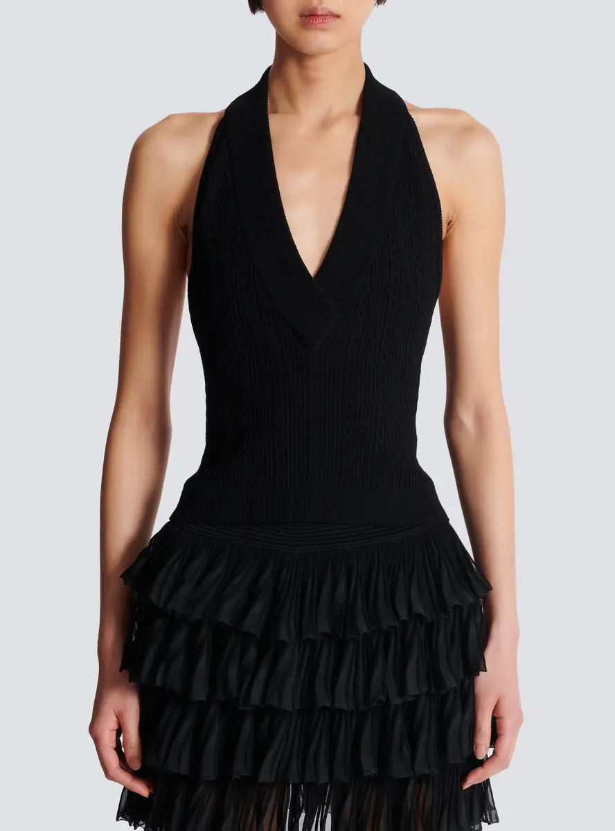 Balmain Cable-knit halterneck top | Thumbnail 8