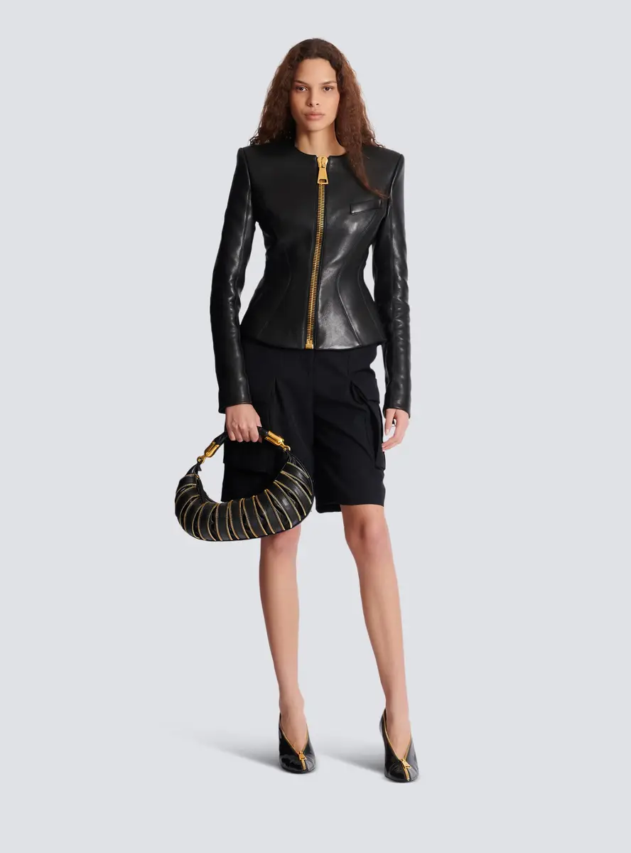 Balmain Cropped peplum lambskin jacket | Thumbnail 2