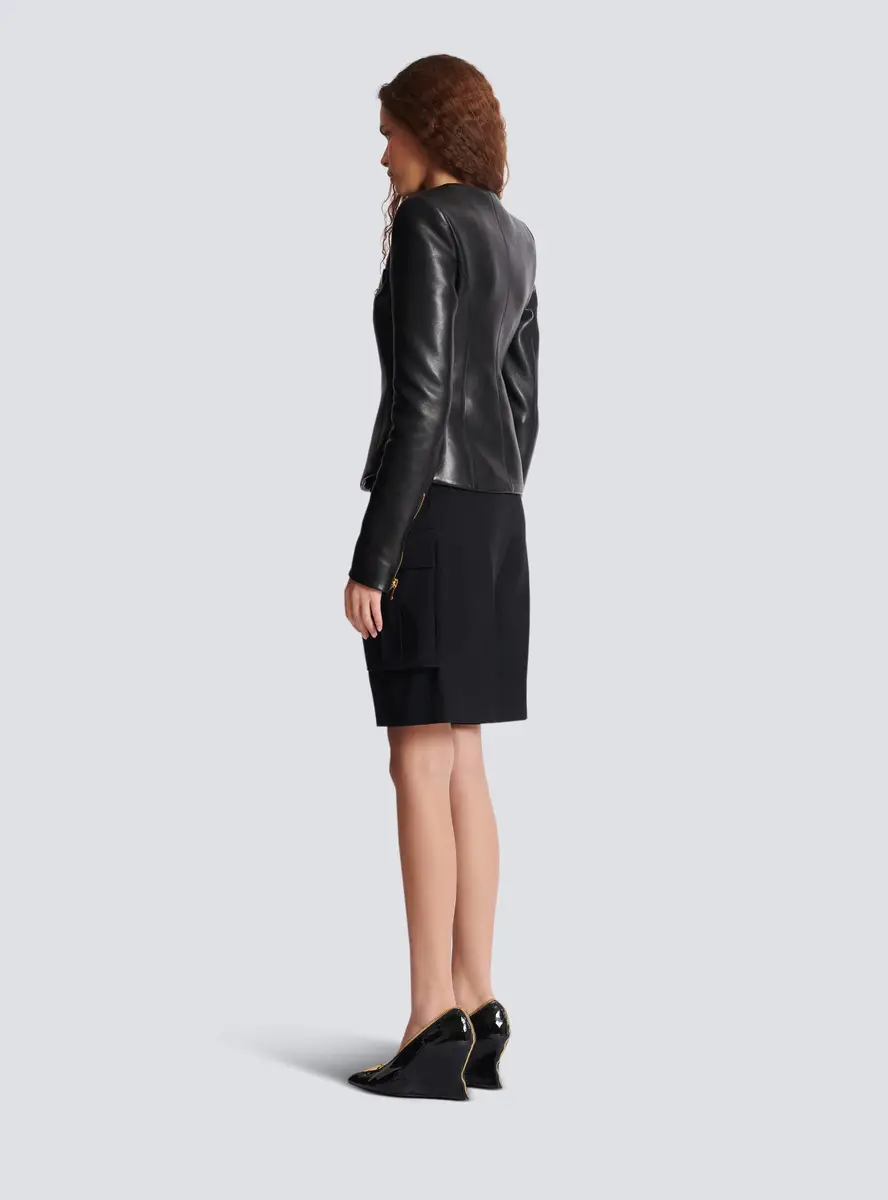 Balmain Cropped peplum lambskin jacket | Thumbnail 4