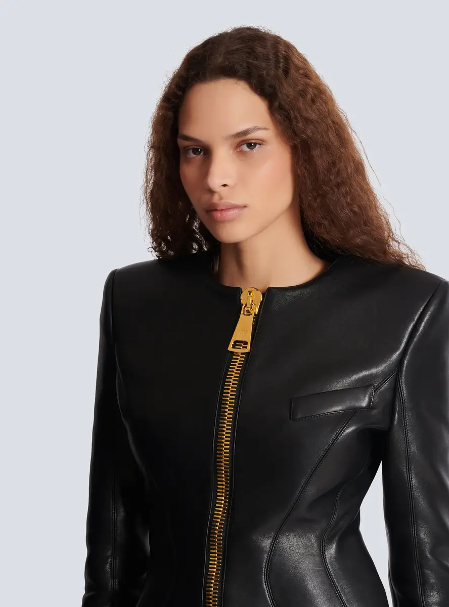 Balmain Cropped peplum lambskin jacket | Thumbnail 5