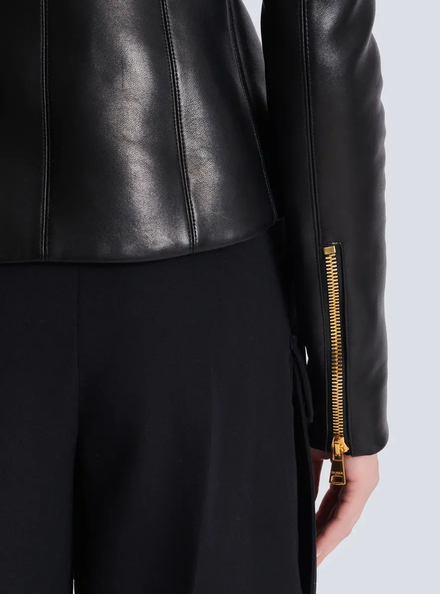 Balmain Cropped peplum lambskin jacket | Thumbnail 6