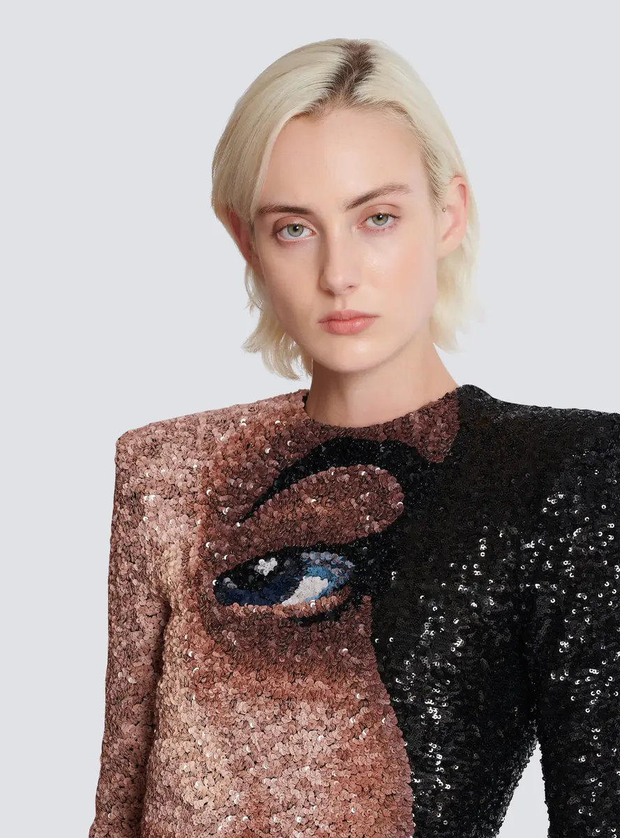 Balmain Short embroidered dress with Face motif | Thumbnail 5 Balmain Short embroidered dress with Face motif | Thumbnail 5