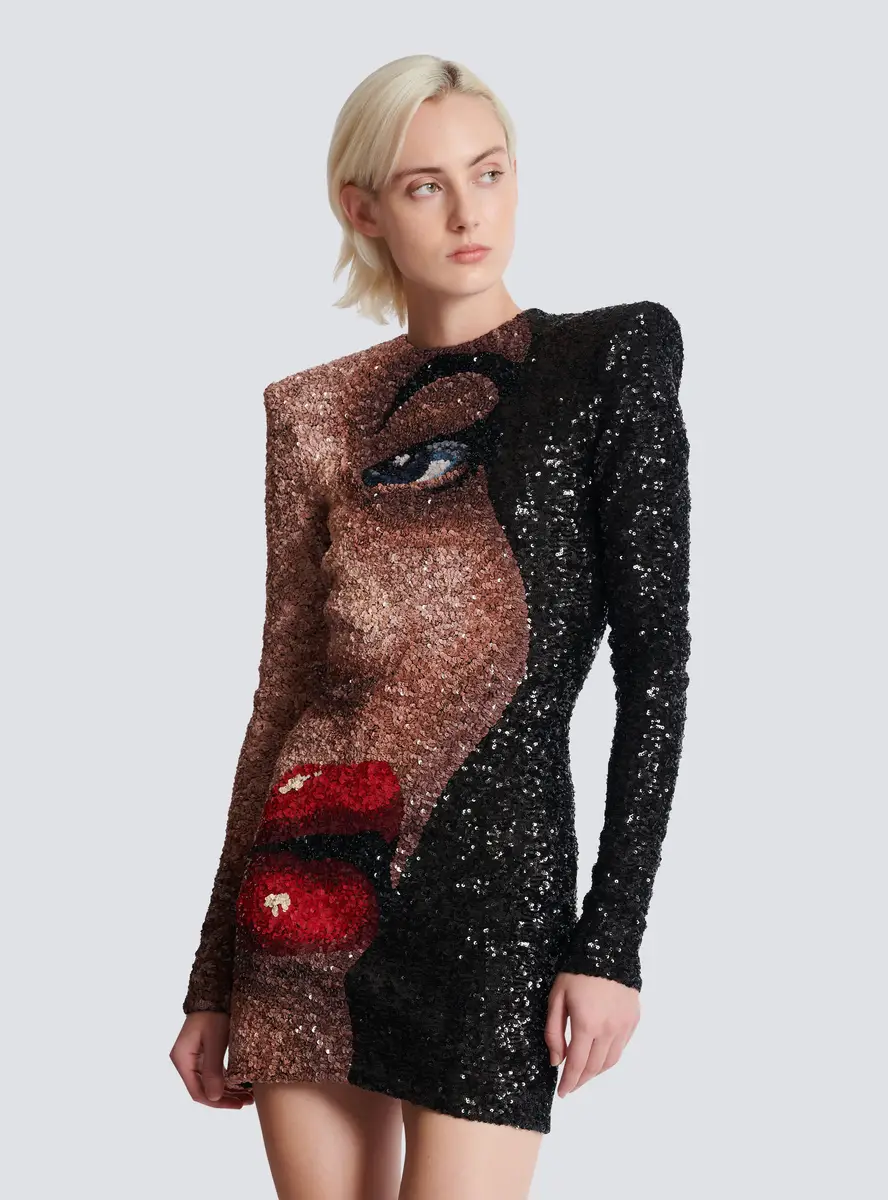 Balmain Short embroidered dress with Face motif | Thumbnail 7 Balmain Short embroidered dress with Face motif | Thumbnail 7