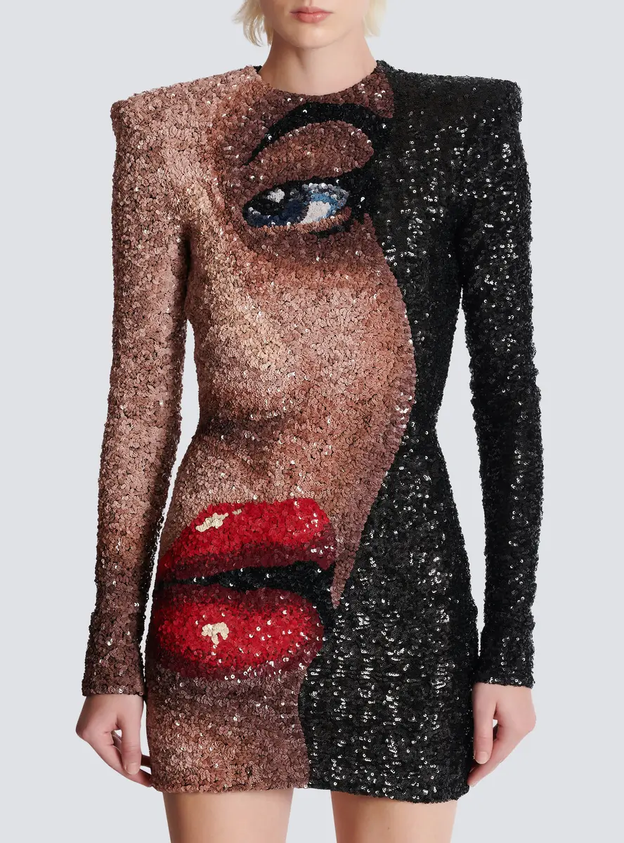 Balmain Short embroidered dress with Face motif | Thumbnail 8 Balmain Short embroidered dress with Face motif | Thumbnail 8