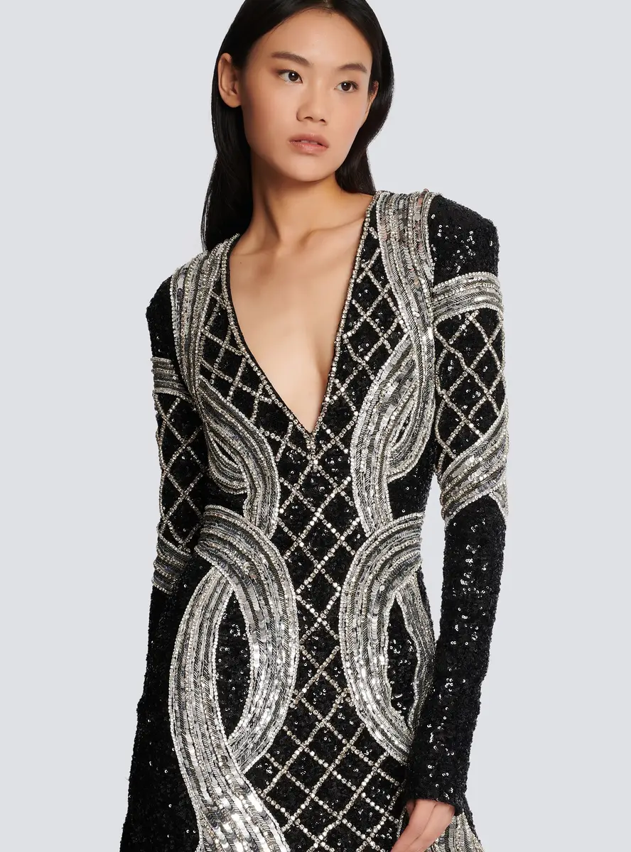 Balmain Short silver embroidered dress | Thumbnail 5 Balmain Short silver embroidered dress | Thumbnail 5