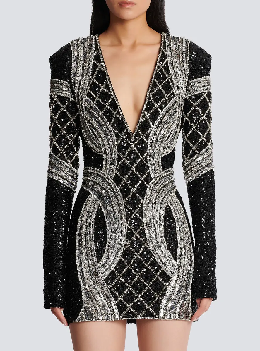 Balmain Short silver embroidered dress | Thumbnail 8 Balmain Short silver embroidered dress | Thumbnail 8