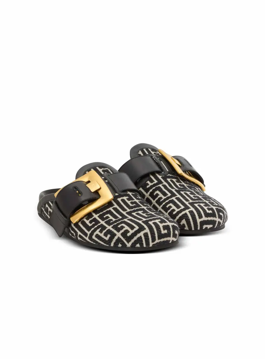 Balmain Anthem mules in jacquard canvas with PB monogram | Thumbnail 3 Balmain Anthem mules in jacquard canvas with PB monogram | Thumbnail 3