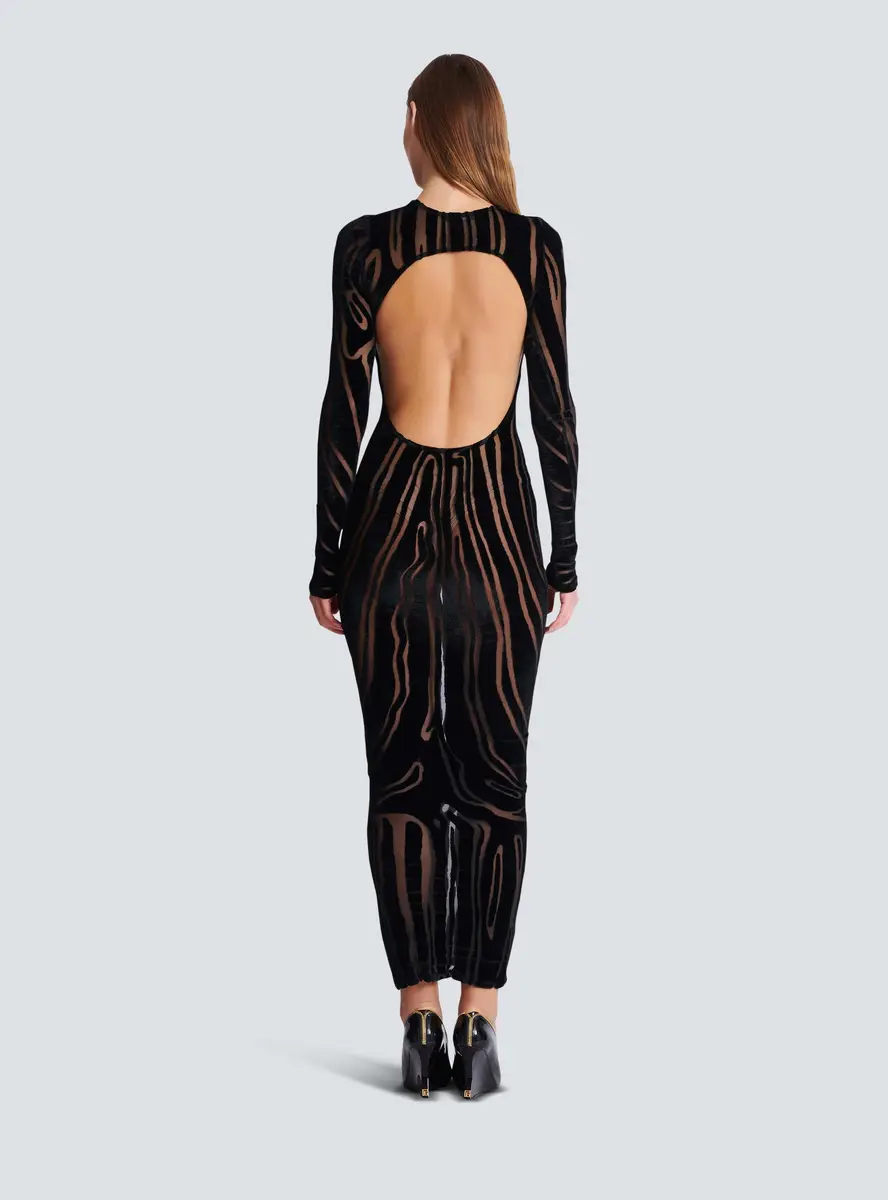Balmain Long zebra-print velvet dress | Thumbnail 4
