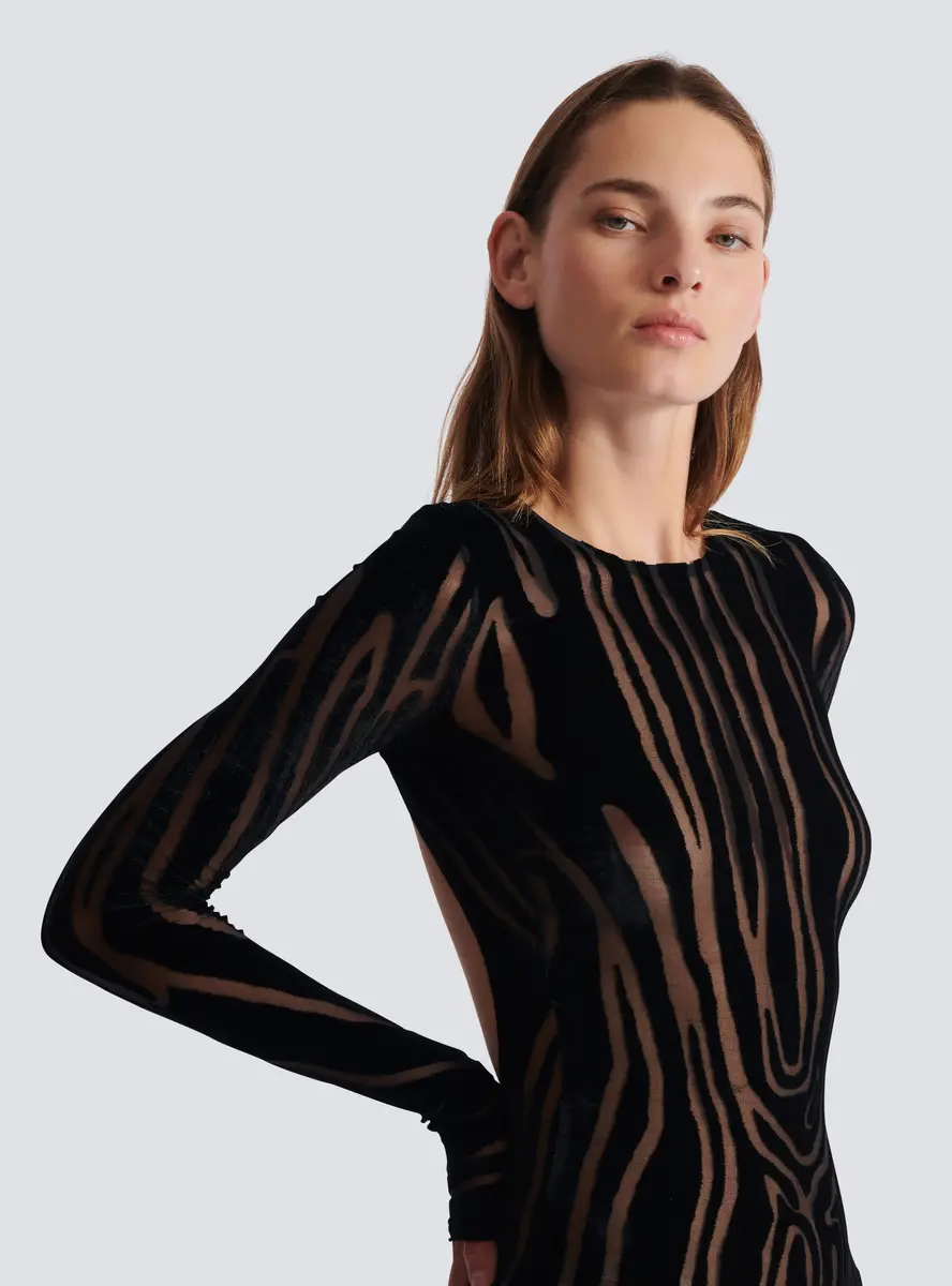 Balmain Long zebra-print velvet dress | Thumbnail 5