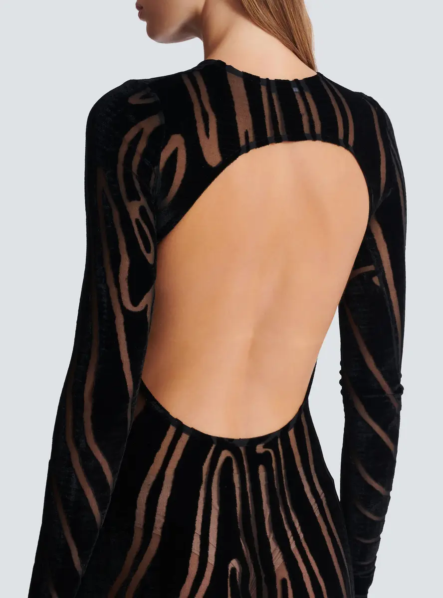 Balmain Long zebra-print velvet dress | Thumbnail 6