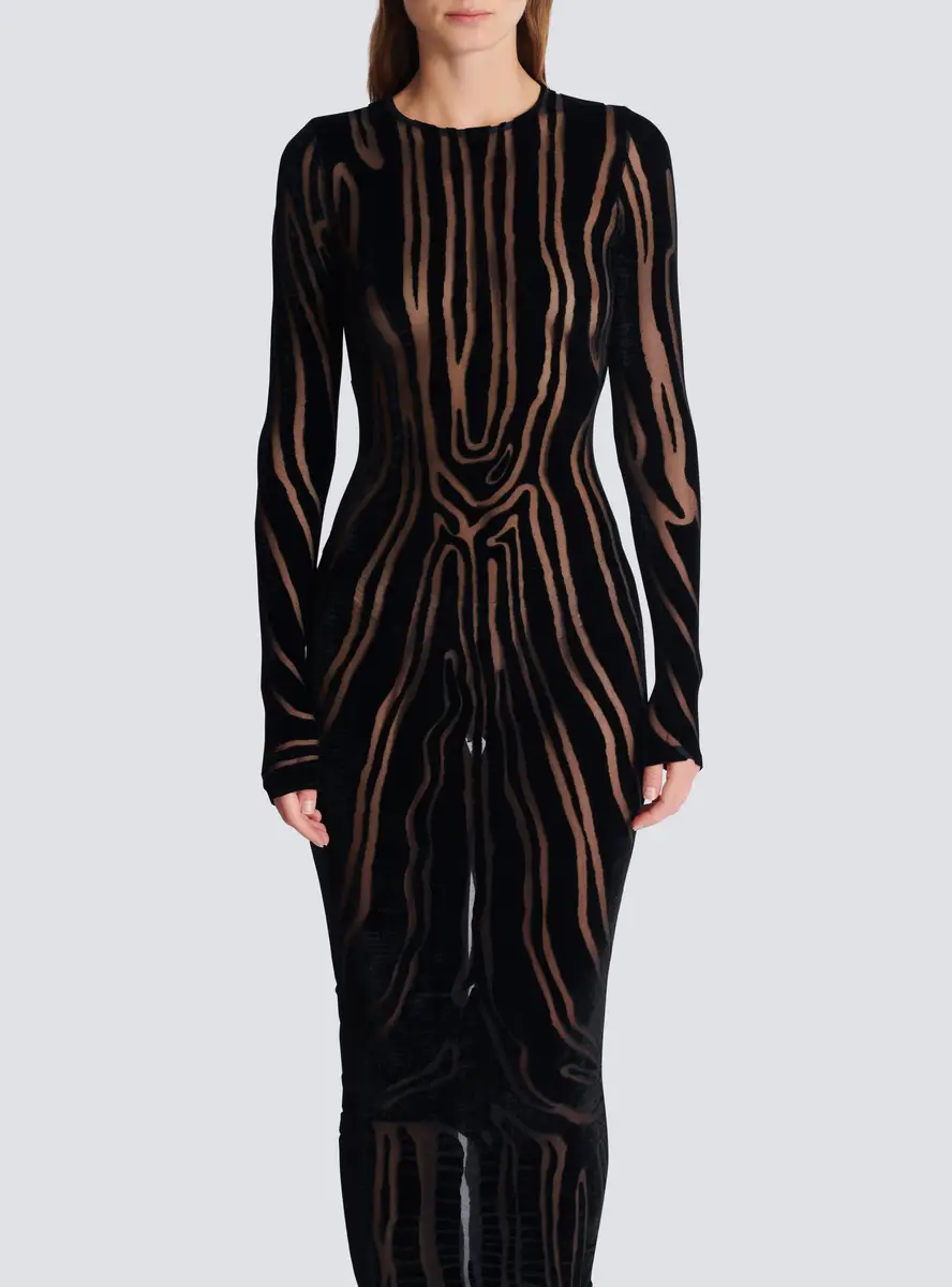 Balmain Long zebra-print velvet dress | Thumbnail 8
