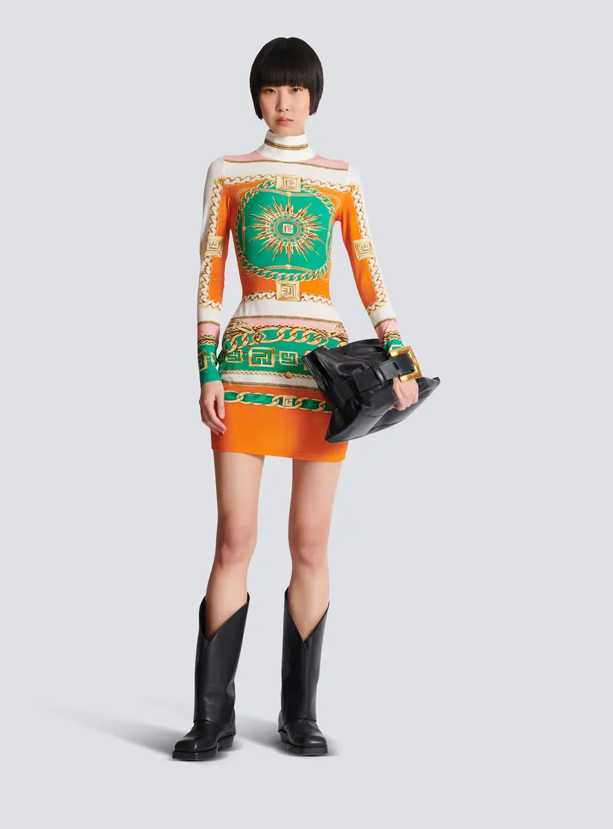 Balmain Short printed bodycon dress with Foulard pattern | Thumbnail 2