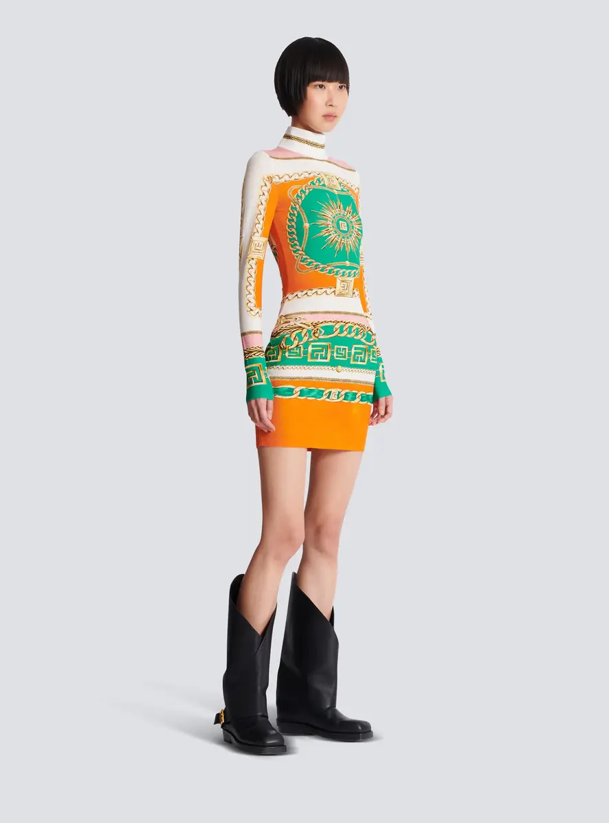 Balmain Short printed bodycon dress with Foulard pattern | Thumbnail 3