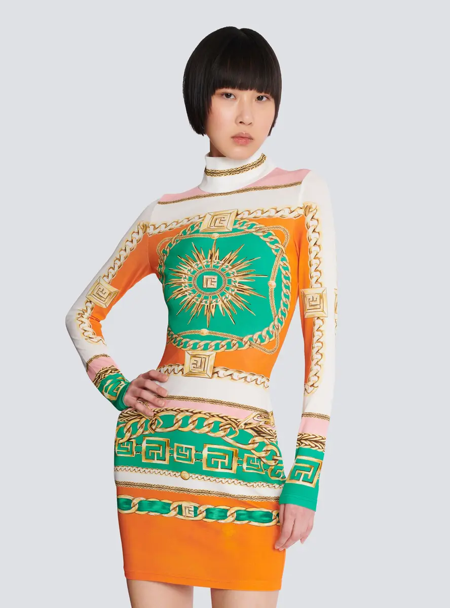 Balmain Short printed bodycon dress with Foulard pattern | Thumbnail 5