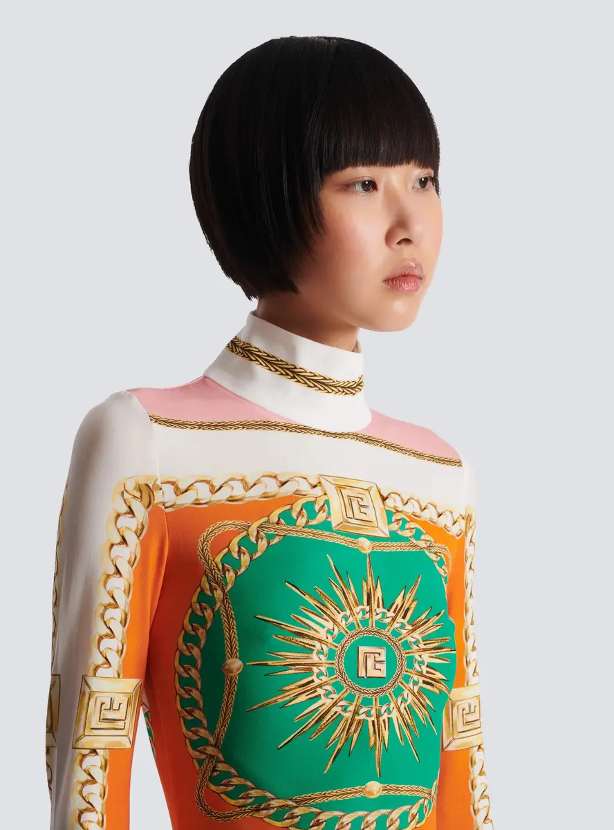 Balmain Short printed bodycon dress with Foulard pattern | Thumbnail 6