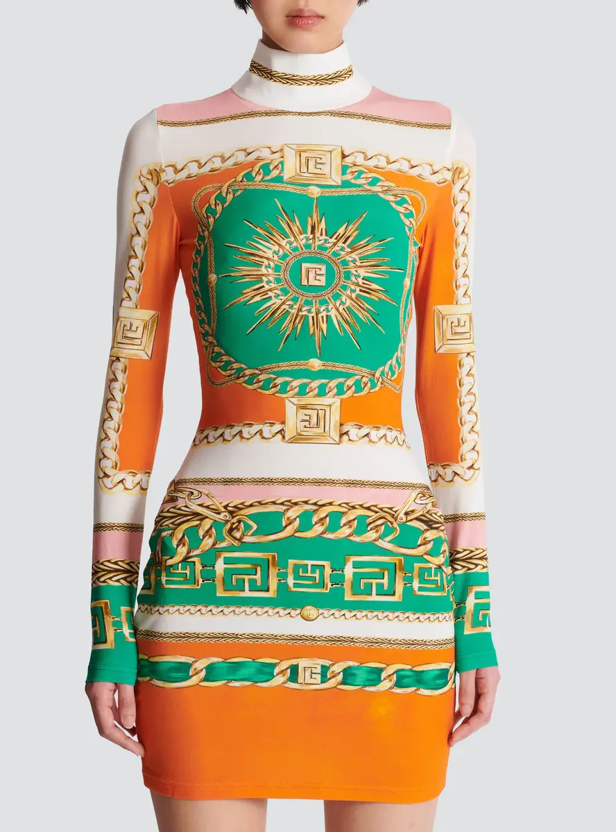 Balmain Short printed bodycon dress with Foulard pattern | Thumbnail 7