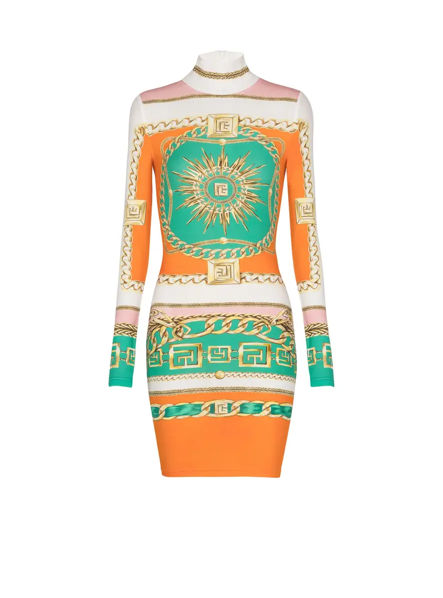 Balmain Short printed bodycon dress with Foulard pattern