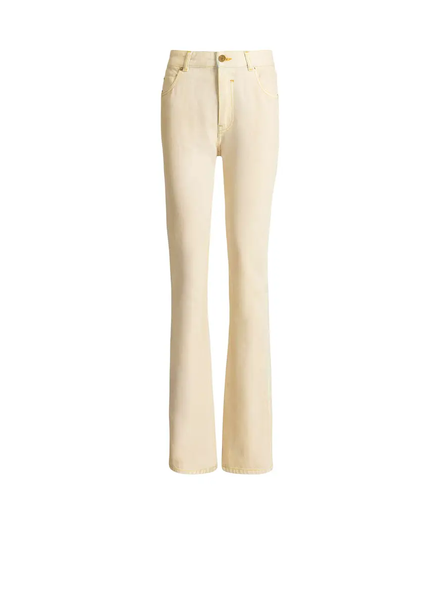 Balmain High-waisted faded denim jeans