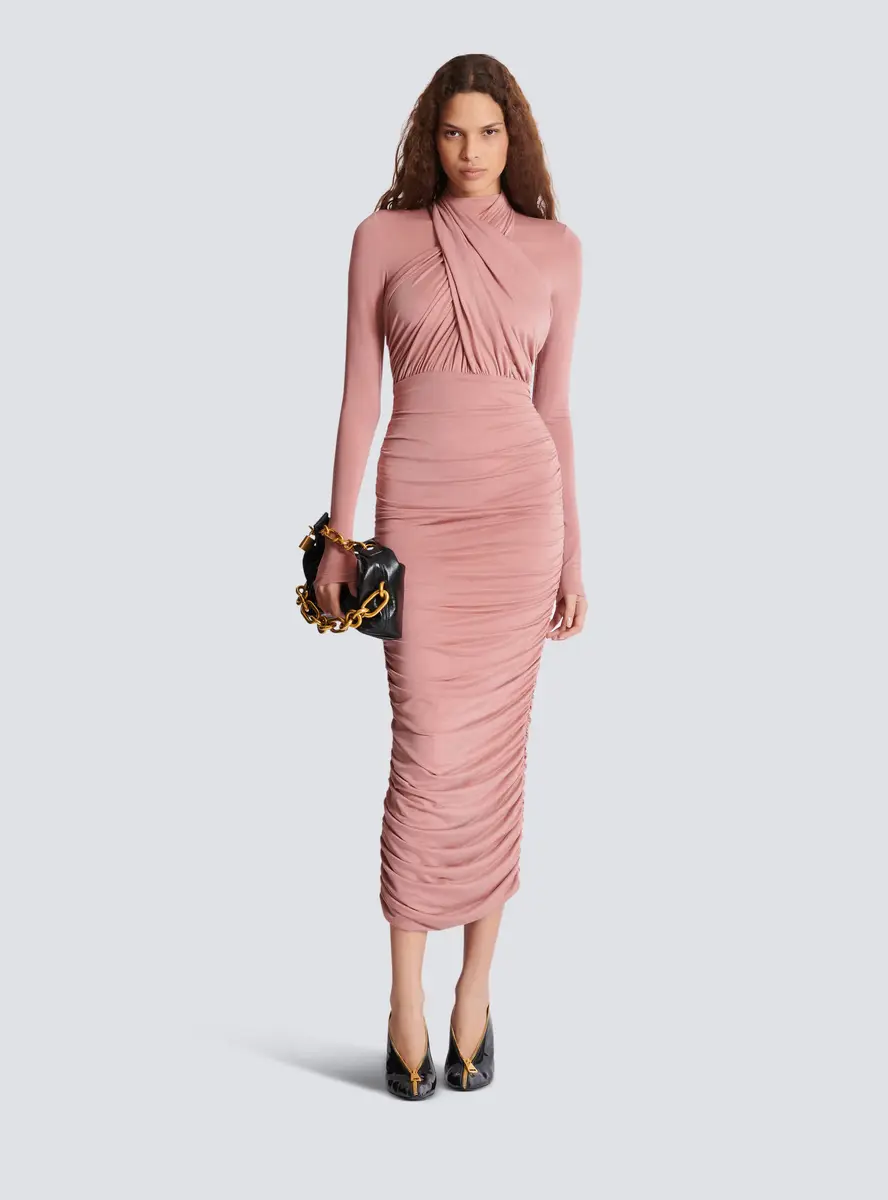 Balmain Pleated jersey midi dress | Thumbnail 2