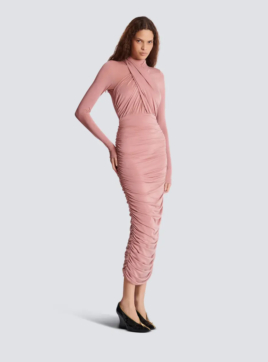 Balmain Pleated jersey midi dress | Thumbnail 3