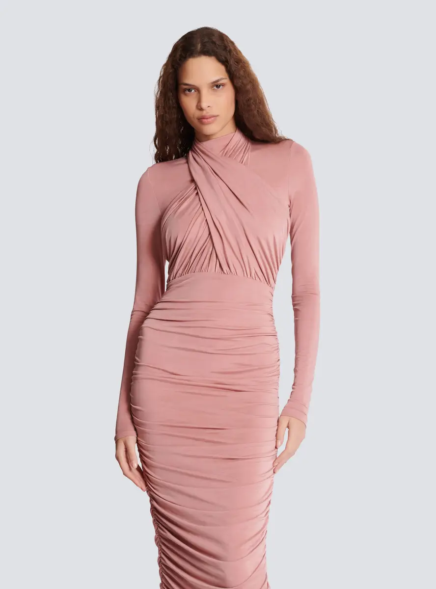 Balmain Pleated jersey midi dress | Thumbnail 5