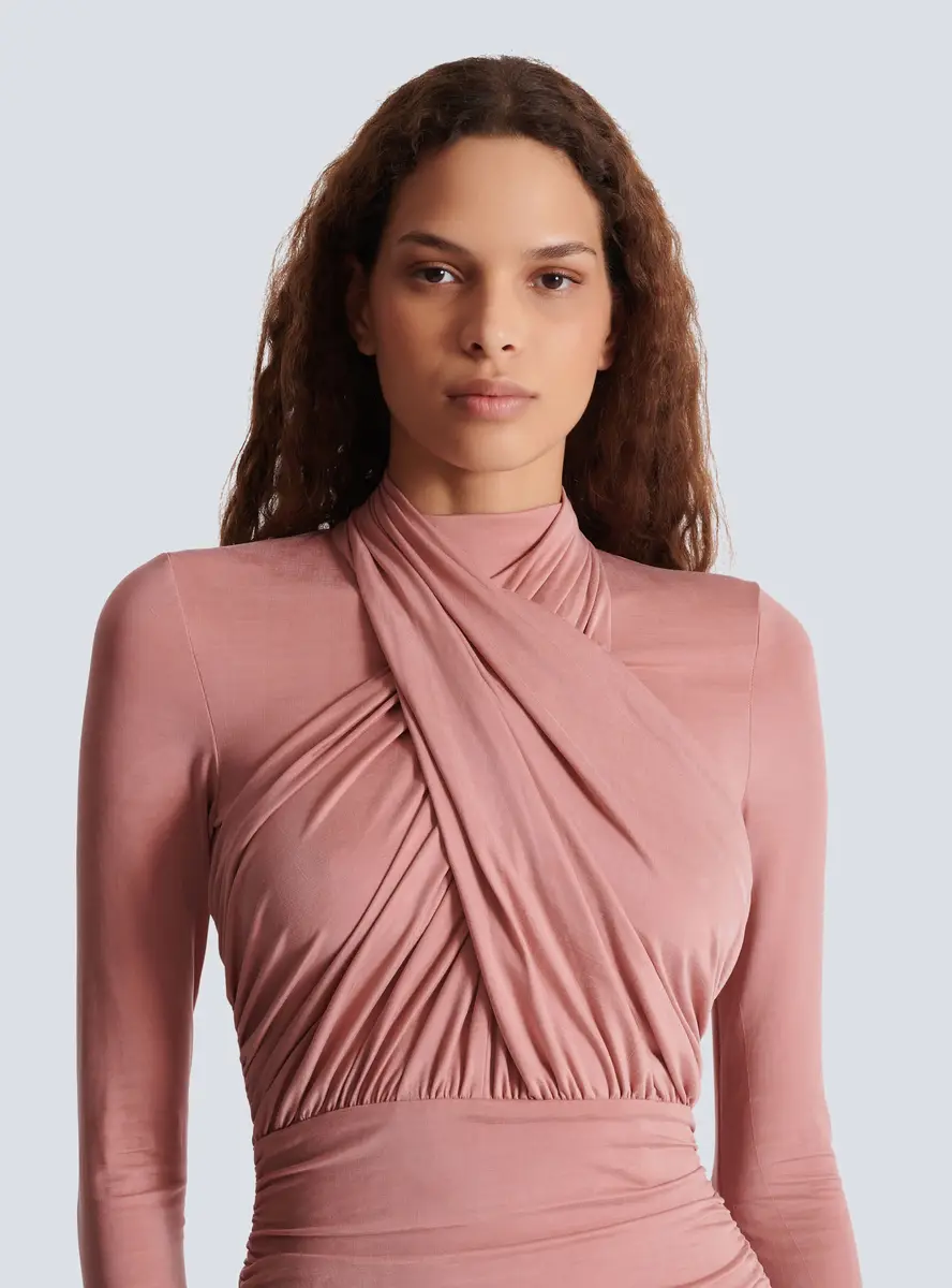 Balmain Pleated jersey midi dress | Thumbnail 6