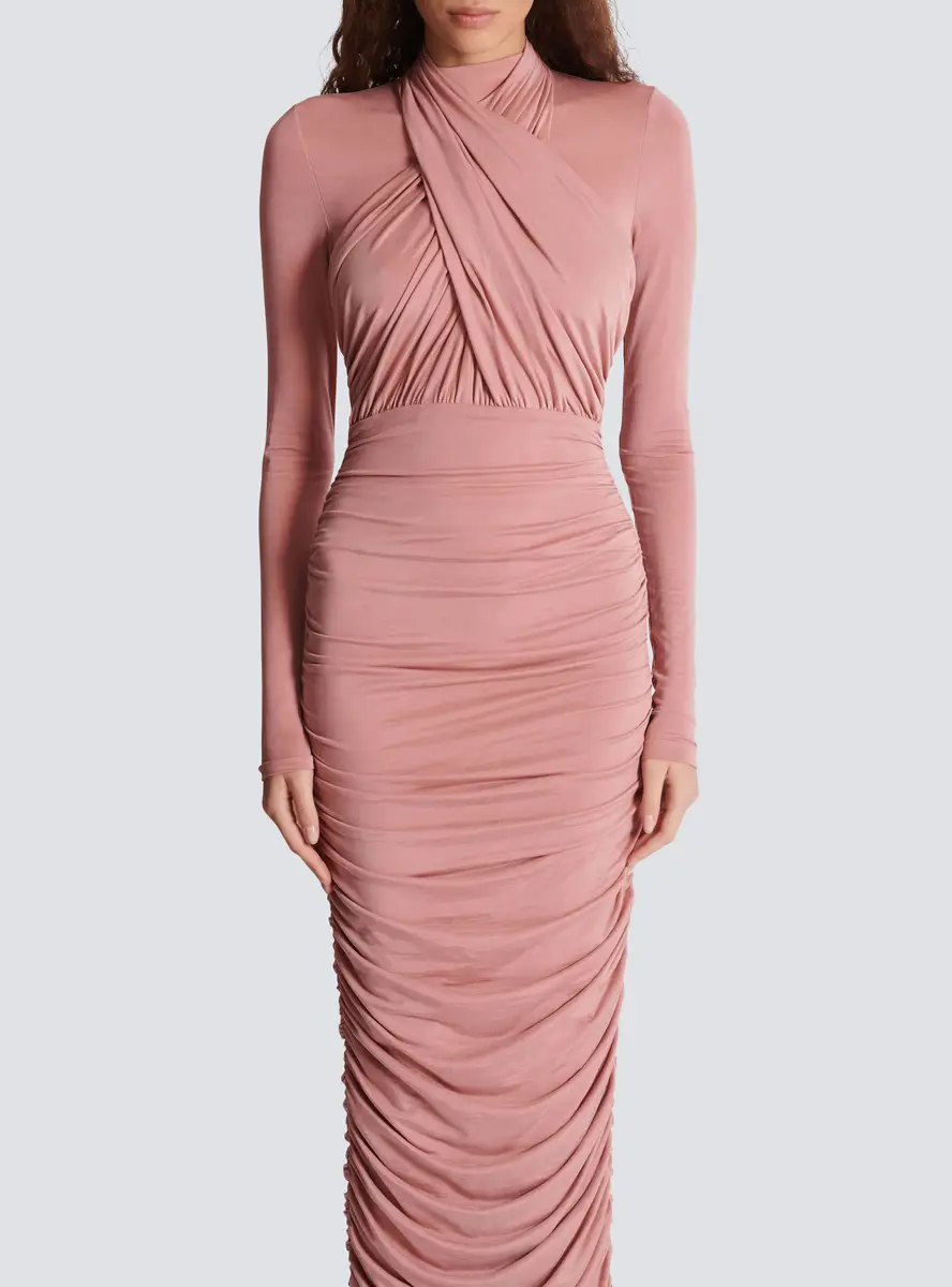 Balmain Pleated jersey midi dress | Thumbnail 7