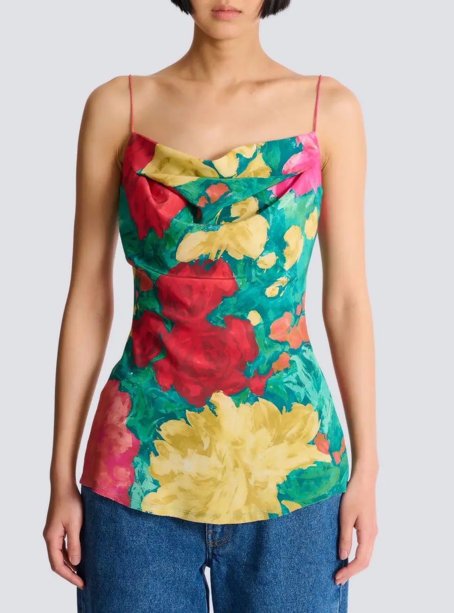 Balmain Printed crepe de Chine top with thin straps | Thumbnail 7 Balmain Printed crepe de Chine top with thin straps | Thumbnail 7