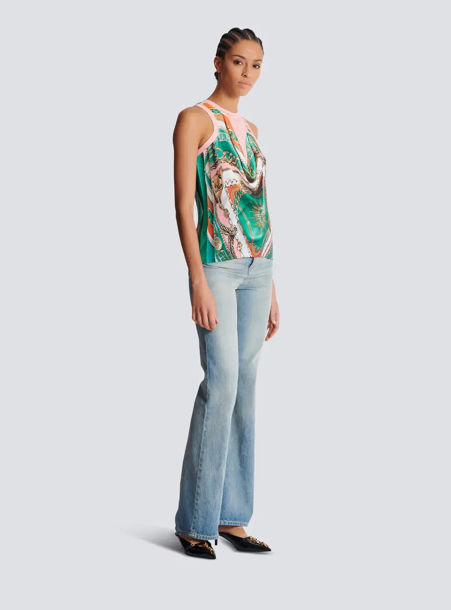 Balmain Trompe-l'ail-style Foulard print vest top | Thumbnail 3 Balmain Trompe-l'ail-style Foulard print vest top | Thumbnail 3