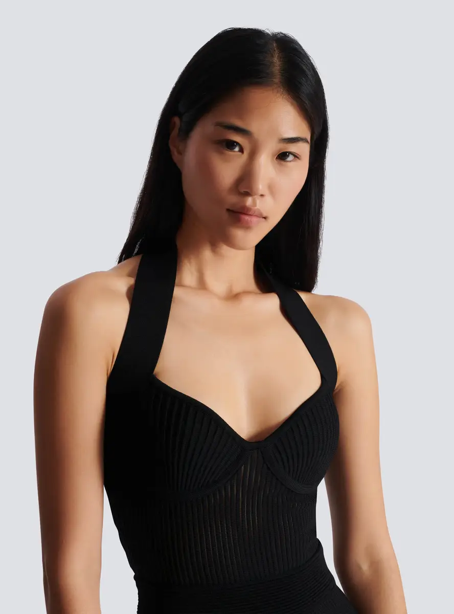 Balmain Halterneck pleated knit midi dress | Thumbnail 5 Balmain Halterneck pleated knit midi dress | Thumbnail 5