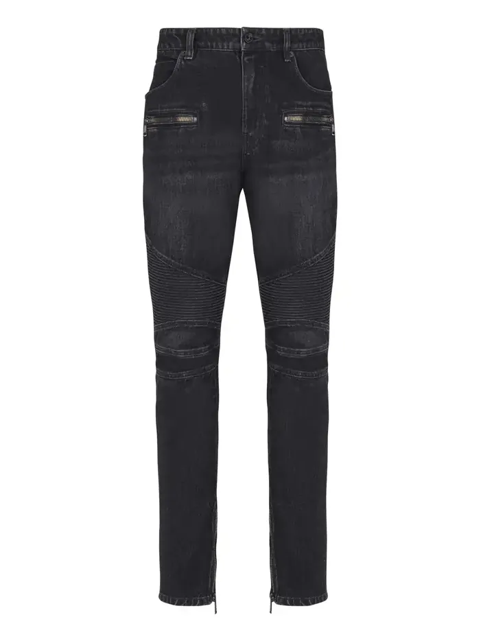 Balmain Biker jeans in black vintage denim