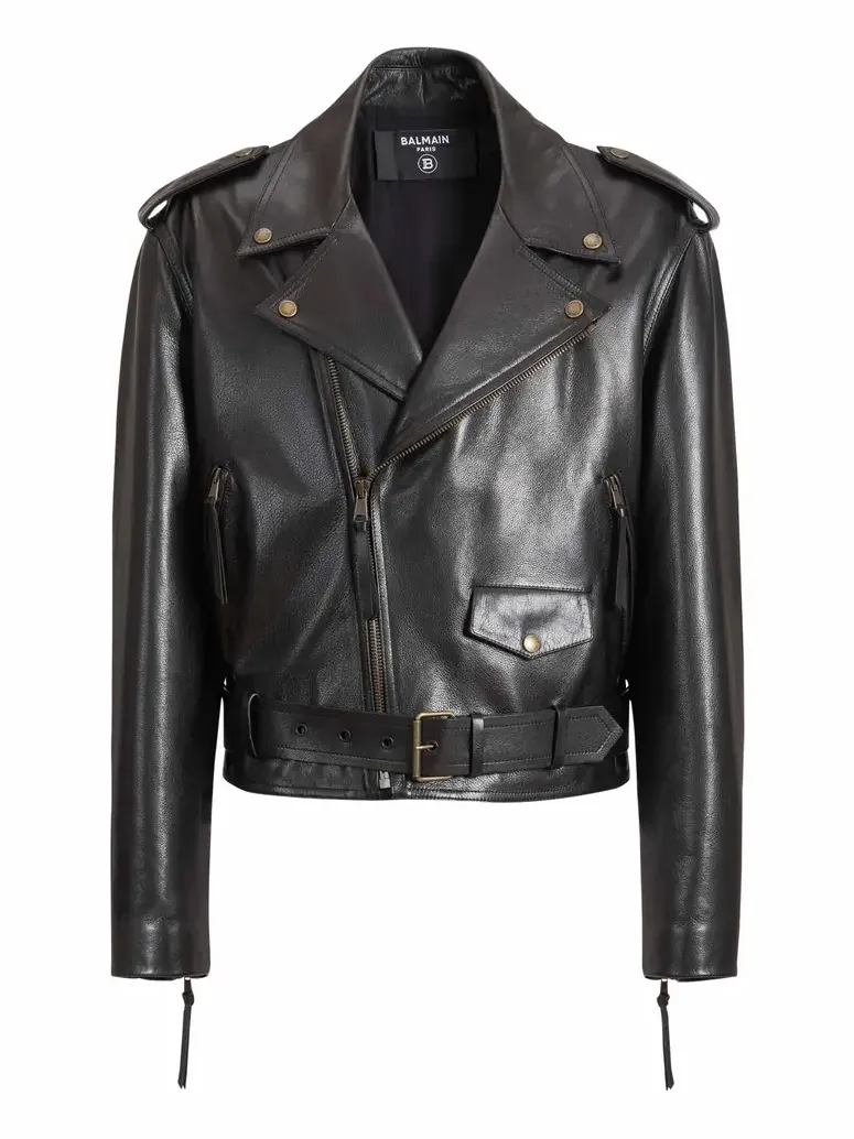 Textured leather biker jacket Textured leather biker jacket
