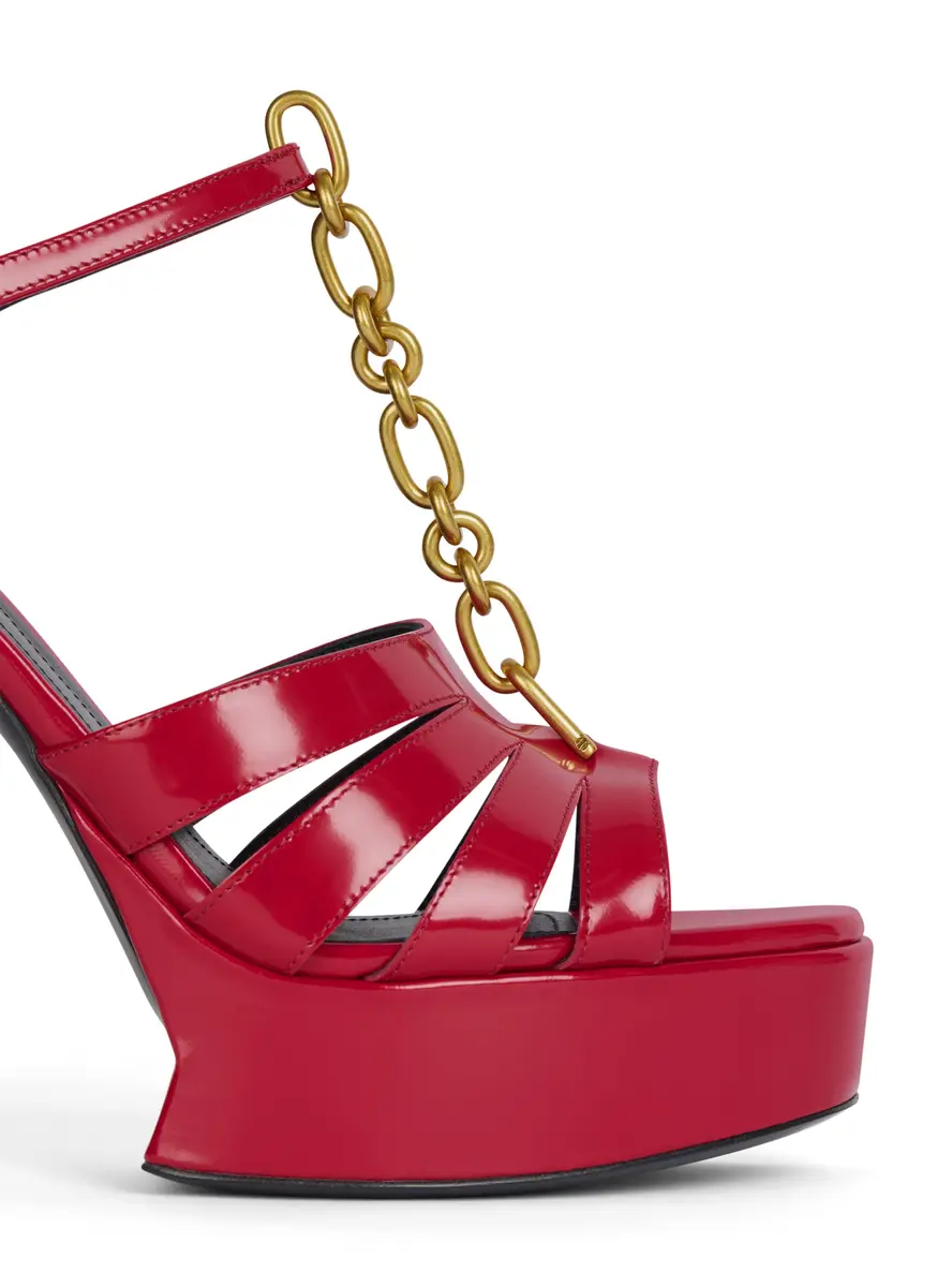 Balmain Sync platform sandals in patent lambskin | Thumbnail 6