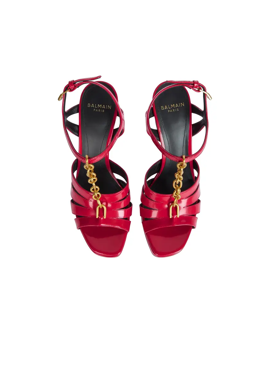 Balmain Sync platform sandals in patent lambskin | Thumbnail 7