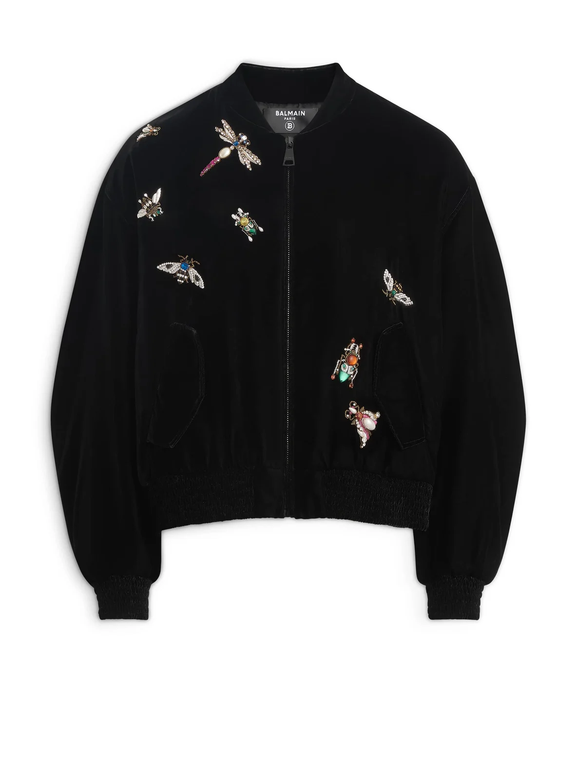 Balmain Embroidered velvet Insect bomber jacket
