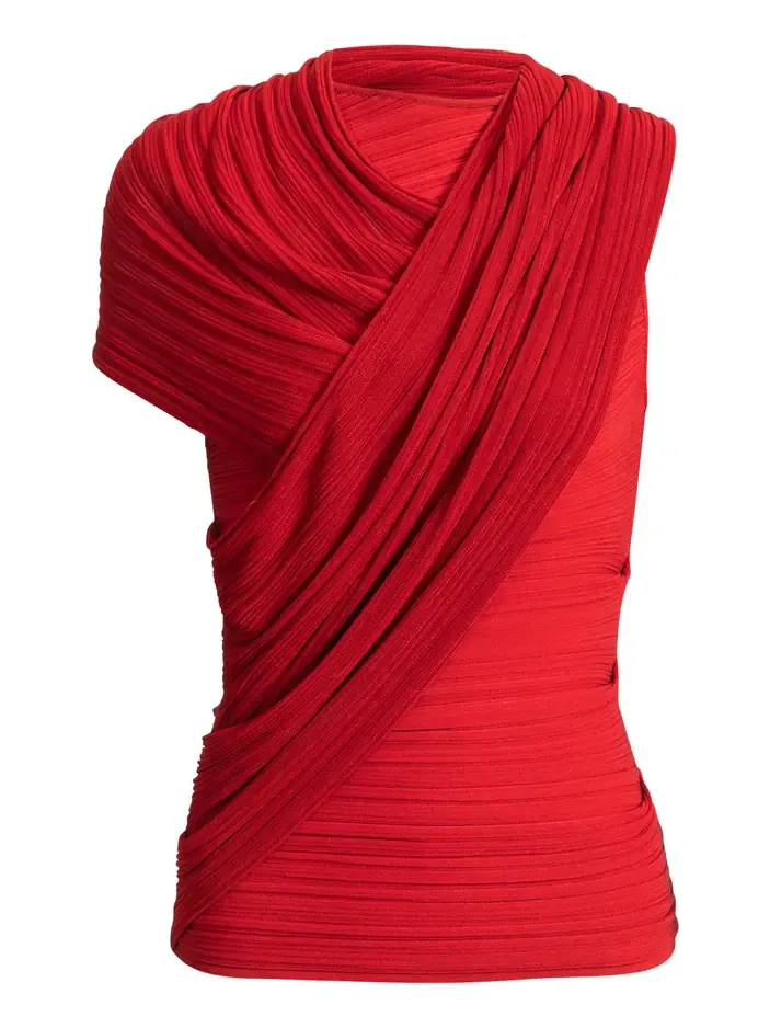 Sleeveless asymmetrical viscose top