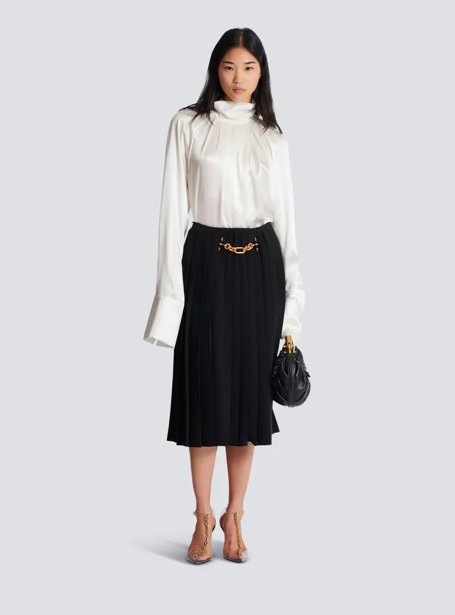 Balmain Pleated silk midi skirt with embellished detail | Thumbnail 2 Balmain Pleated silk midi skirt with embellished detail | Thumbnail 2