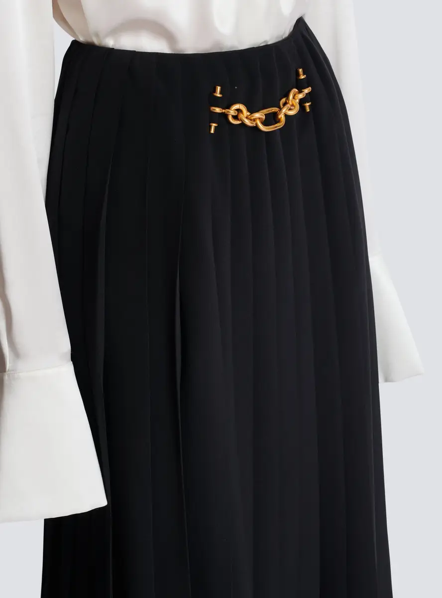 Balmain Pleated silk midi skirt with embellished detail | Thumbnail 5 Balmain Pleated silk midi skirt with embellished detail | Thumbnail 5