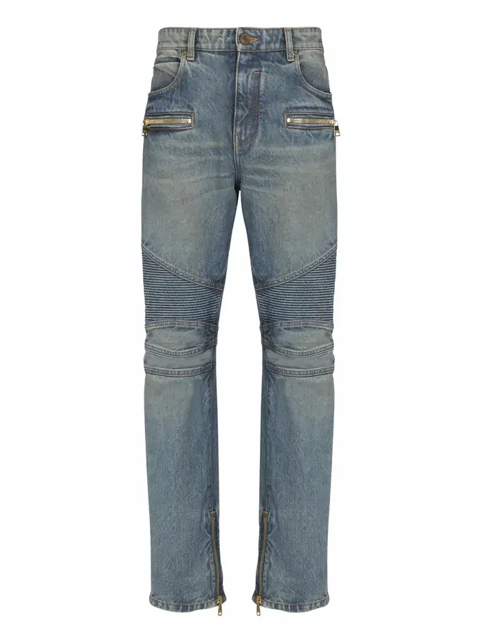 Balmain Biker jeans in vintage denim